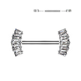 Nipple Barbell 5 Baguette CZ Fan Forward Facing Ends