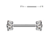 Nipple Barbell 3 Baguette CZ Fan Forward Facing Ends