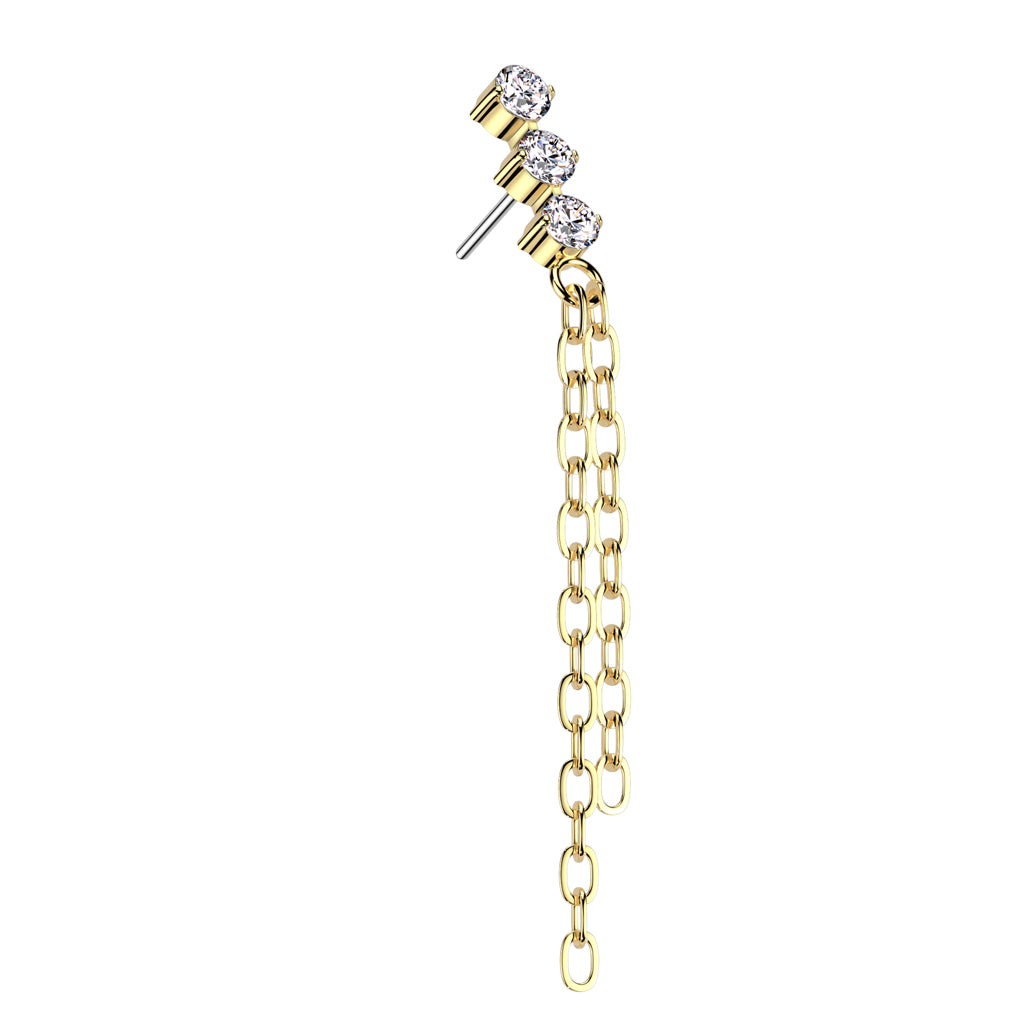 3 CZ Top With Double Chain Dangle