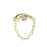 Chain Linked Curved Bar With Prong Set CZ