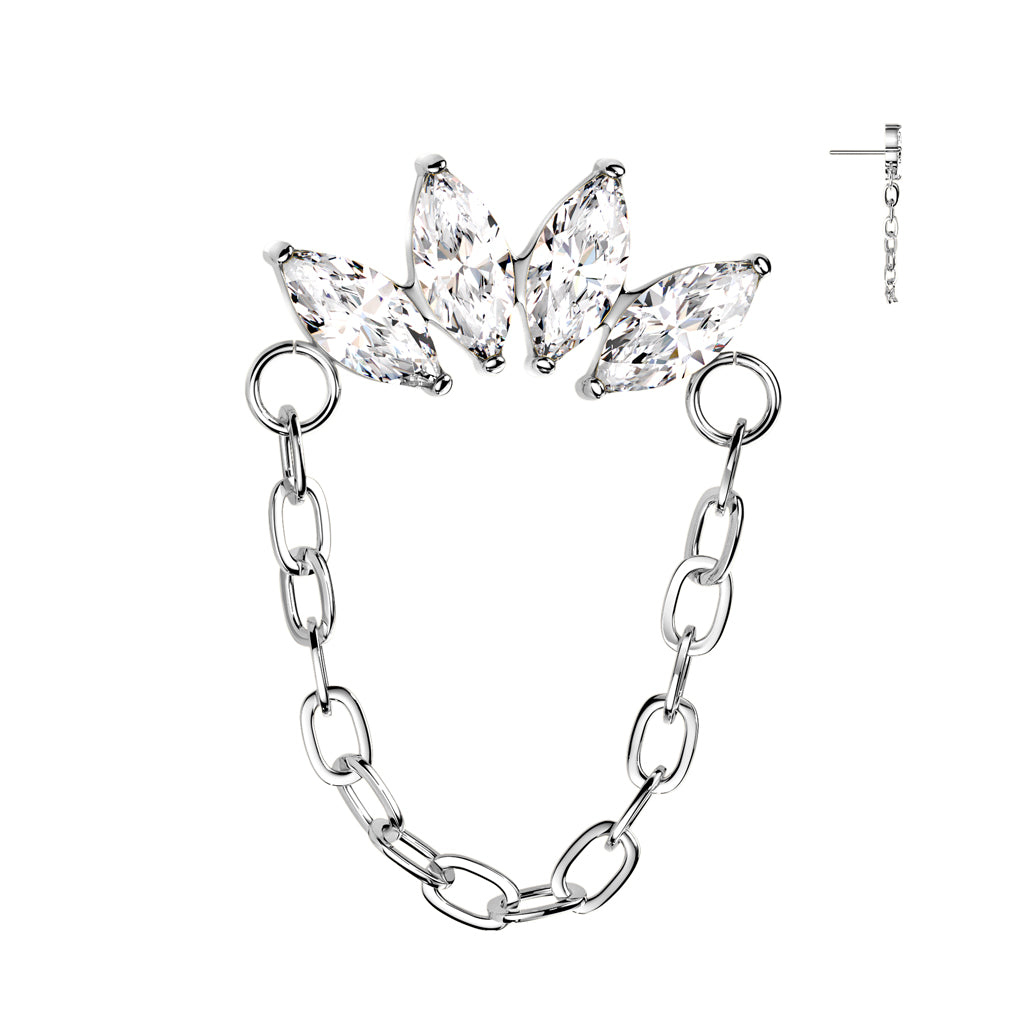 Chain Linked 4 Marquise CZ Fan Top