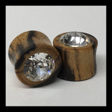 Black & White Ebony Swarovski Crystal Round Plugs