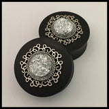 Ebony Silver Galaxy Setting Round Plugs