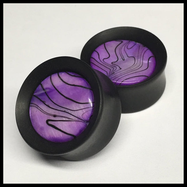 Ebony Purple Swirl Solid Round Plugs