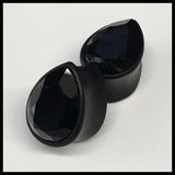 Ebony Med Swarovski Jet Teardrop Plugs