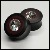 Ebony Purpleheart Swarovski Crystal Round Plugs