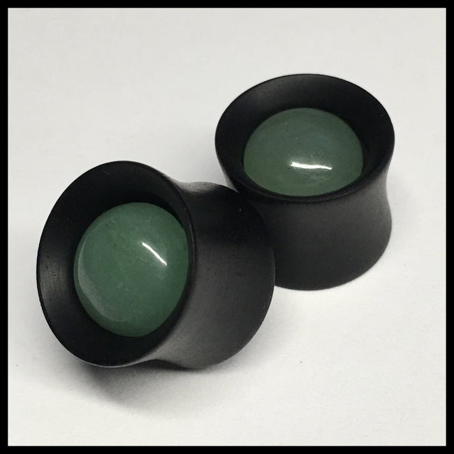 Ebony Stone Jade Small Round Plugs
