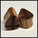 Olivewood Cross Solid Teardrop Plug