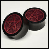 Ebony Purpleheart Pentacle Solid Round Plug