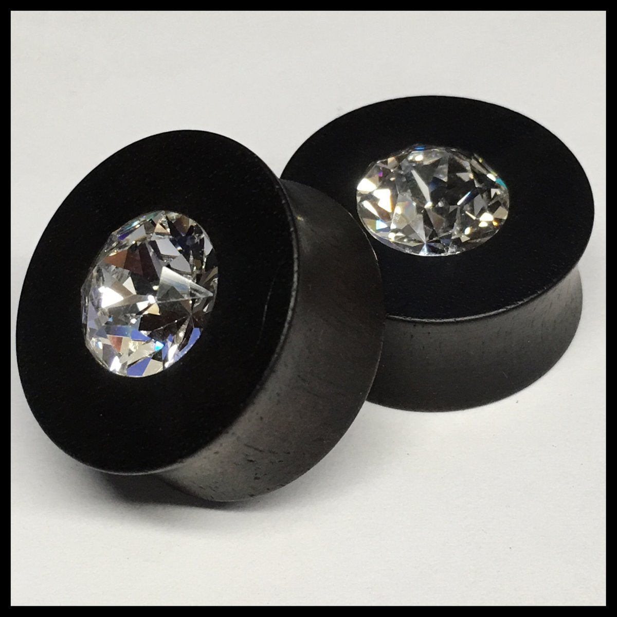 Ebony Small Swarovski Crystal Round Plugs