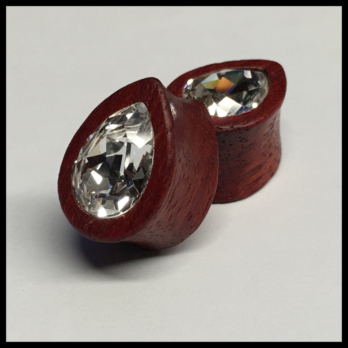 Bloodwood Small Swarovski Crystal Teardrop Plugs
