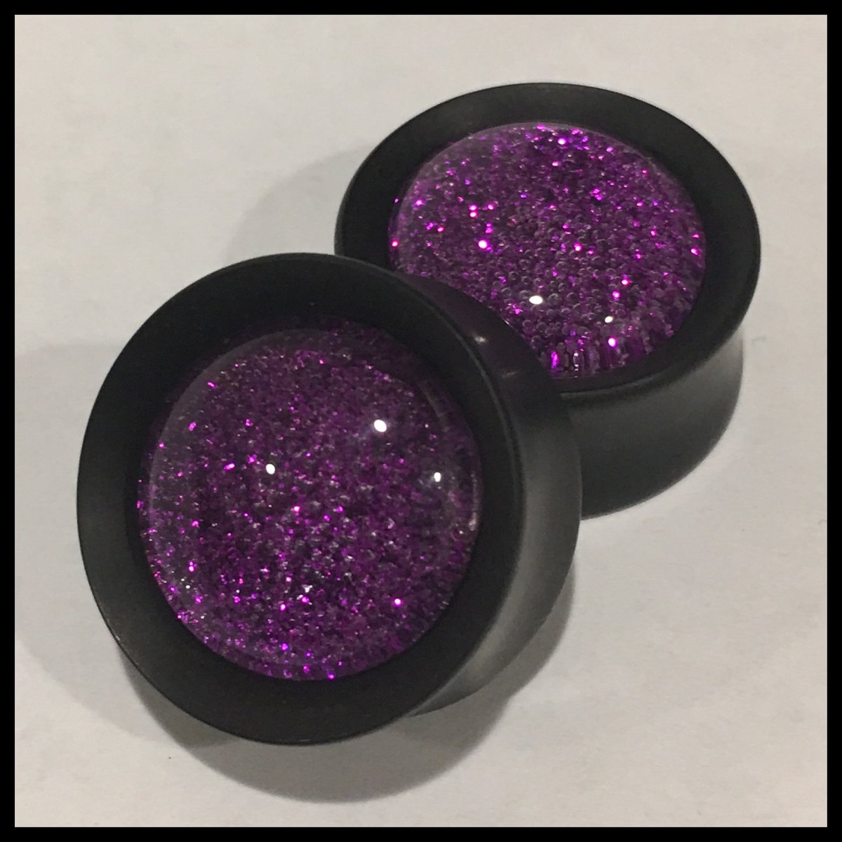 Ebony Sparkle Purple Round Plugs