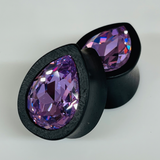 Ebony Med Swarovski Violet Teardrop Plugs