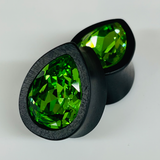 Ebony Med Swarovski Peridot Teardrop Plugs