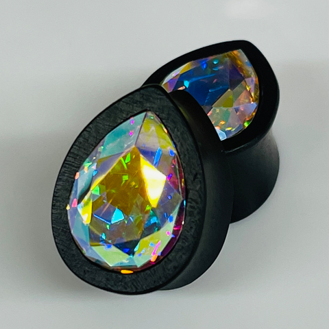 Ebony Small Swarovski Black Diamond Round Plugs