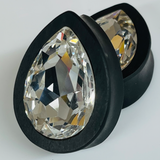 Ebony Large Swarovski Crystal Teardrop Plugs