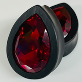 Ebony Large Swarovski Ruby Teardrop Plugs