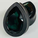 Ebony Large Swarovski Emerald Teardrop Plugs