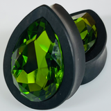 Ebony Large Swarovski Olivine Teardrop Plugs