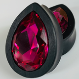 Ebony Large Swarovski Fuchsia Teardrop Plugs