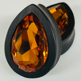 Ebony Large Swarovski Topaz Teardrop Plugs