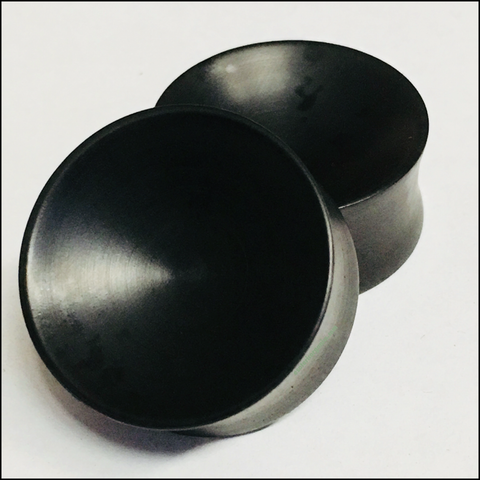 Black & White Ebony Concave Round Plugs
