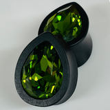 Ebony Small Swarovski Olivine Teardrop Plugs