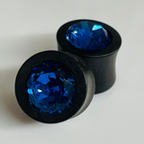 Ebony Small Swarovski Sapphire Round Plugs