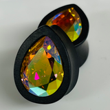 Ebony Small Swarovski Lt Topaz AB Teardrop Plugs