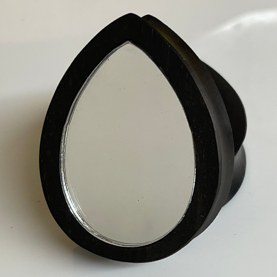 Ebony Silver Mirror Solid Teardrop Plug