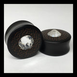 Ebony Black Palm Swarovski Crystal Round Plugs