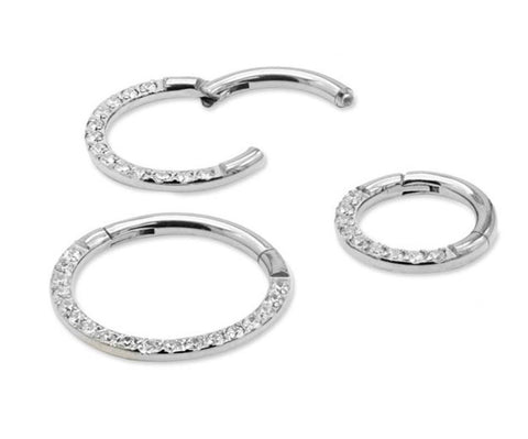 Septum Clicker with 5 Crystal Gems in Prong Settings