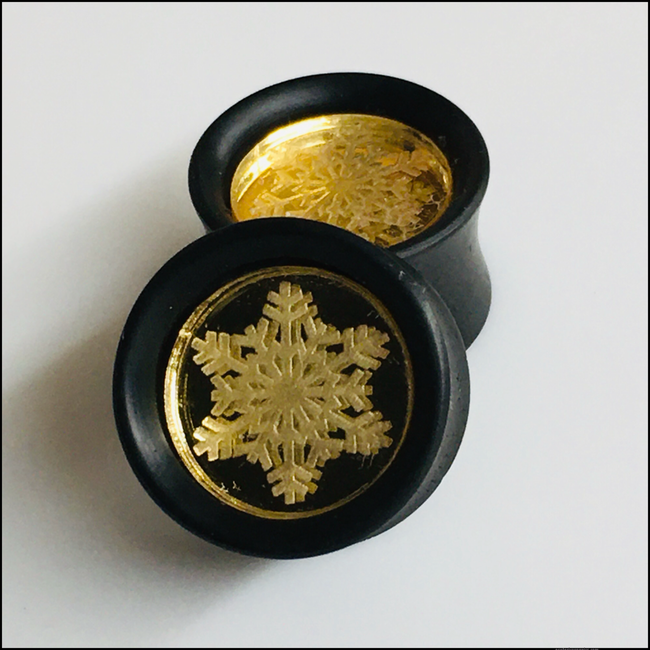 Ebony Gold Mirror Snowflake Solid Round Plug