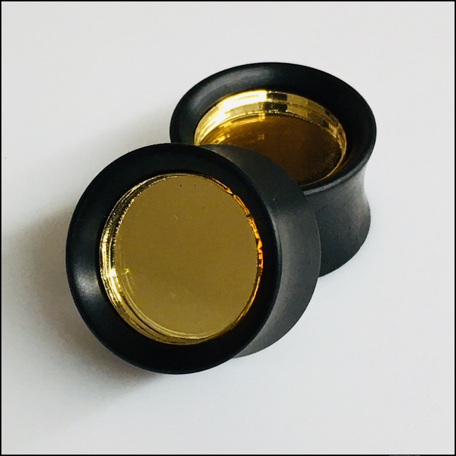 Ebony Gold Mirror Solid Round Plug