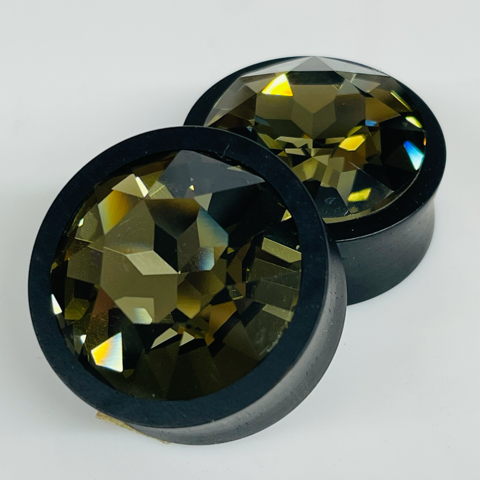 Ebony Large Swarovski Black Diamond Round Plugs