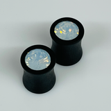 Ebony Extra Small Swarovski White Opal Round Plugs