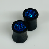 Ebony Extra Small Swarovski Capri Blue Round Plugs