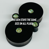 Ebony Extra Small Swarovski Black Diamond Round Plugs