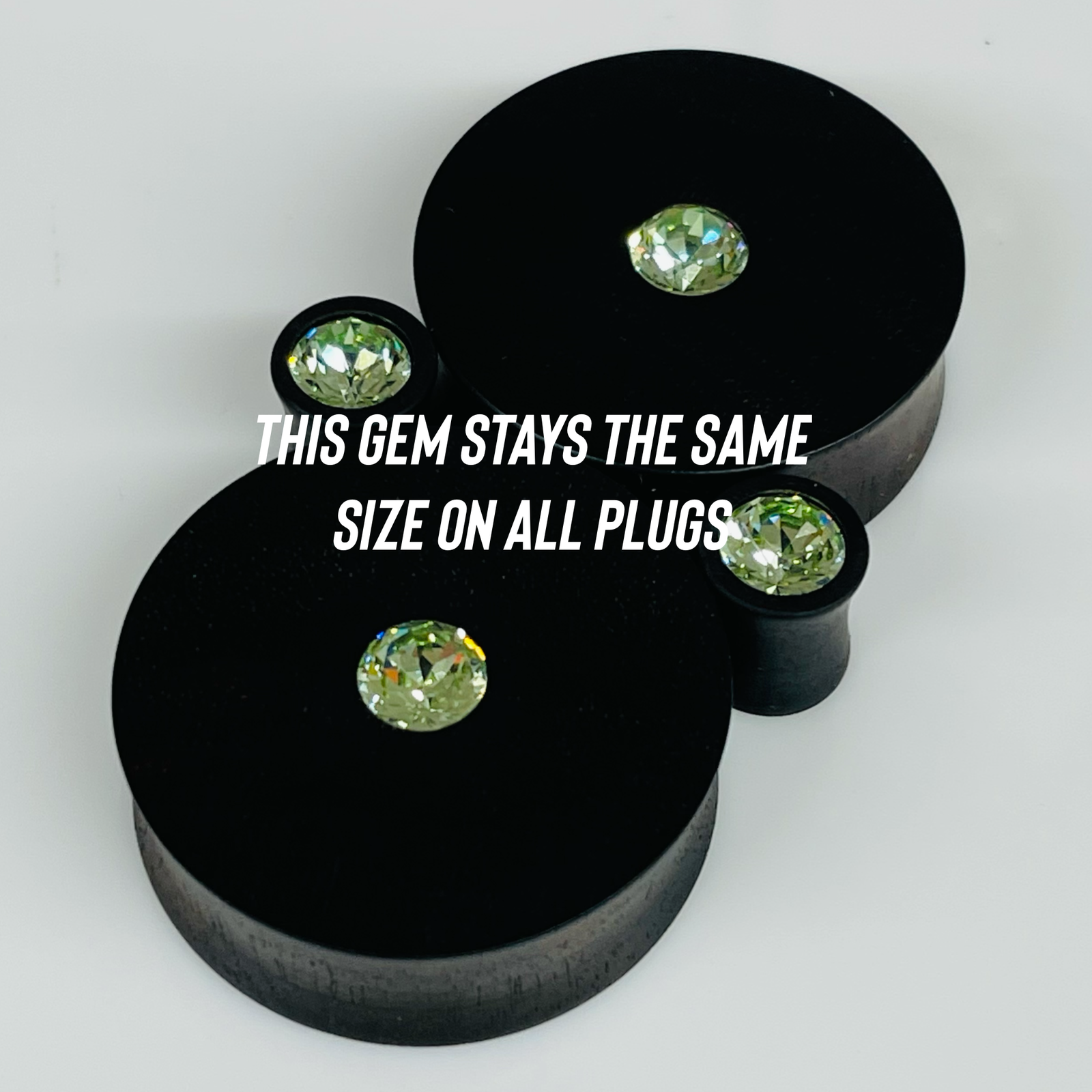 Ebony Extra Small Swarovski Emerald Round Plugs