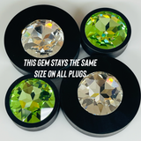 Ebony Large Swarovski White Opal Round Plugs