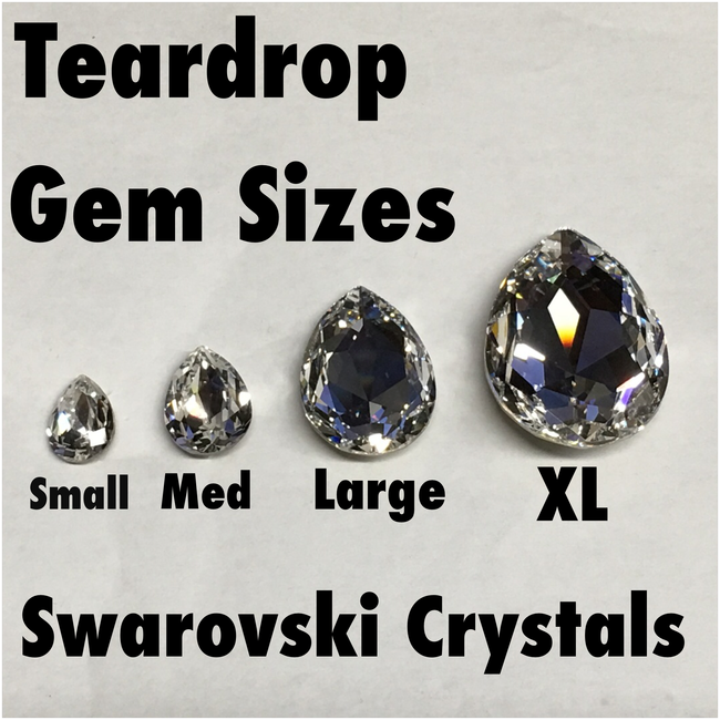 Black & White Ebony XL Swarovski Crystal Teardrop Plugs