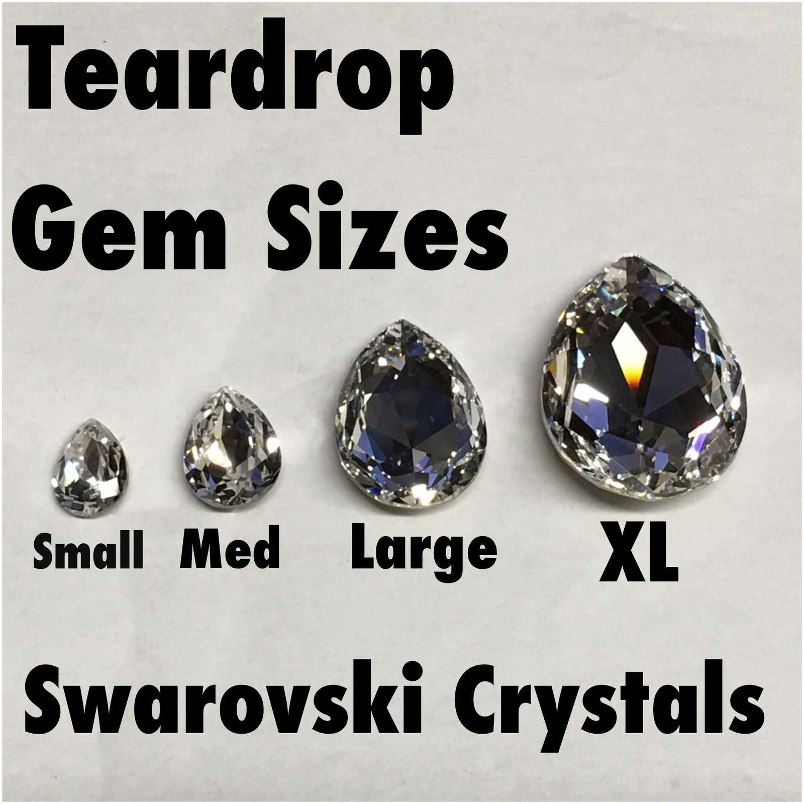 Black & White Ebony Large Swarovski Crystal Teardrop Plugs