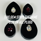 Ebony Small Swarovski Blue Zircon Teardrop Plugs