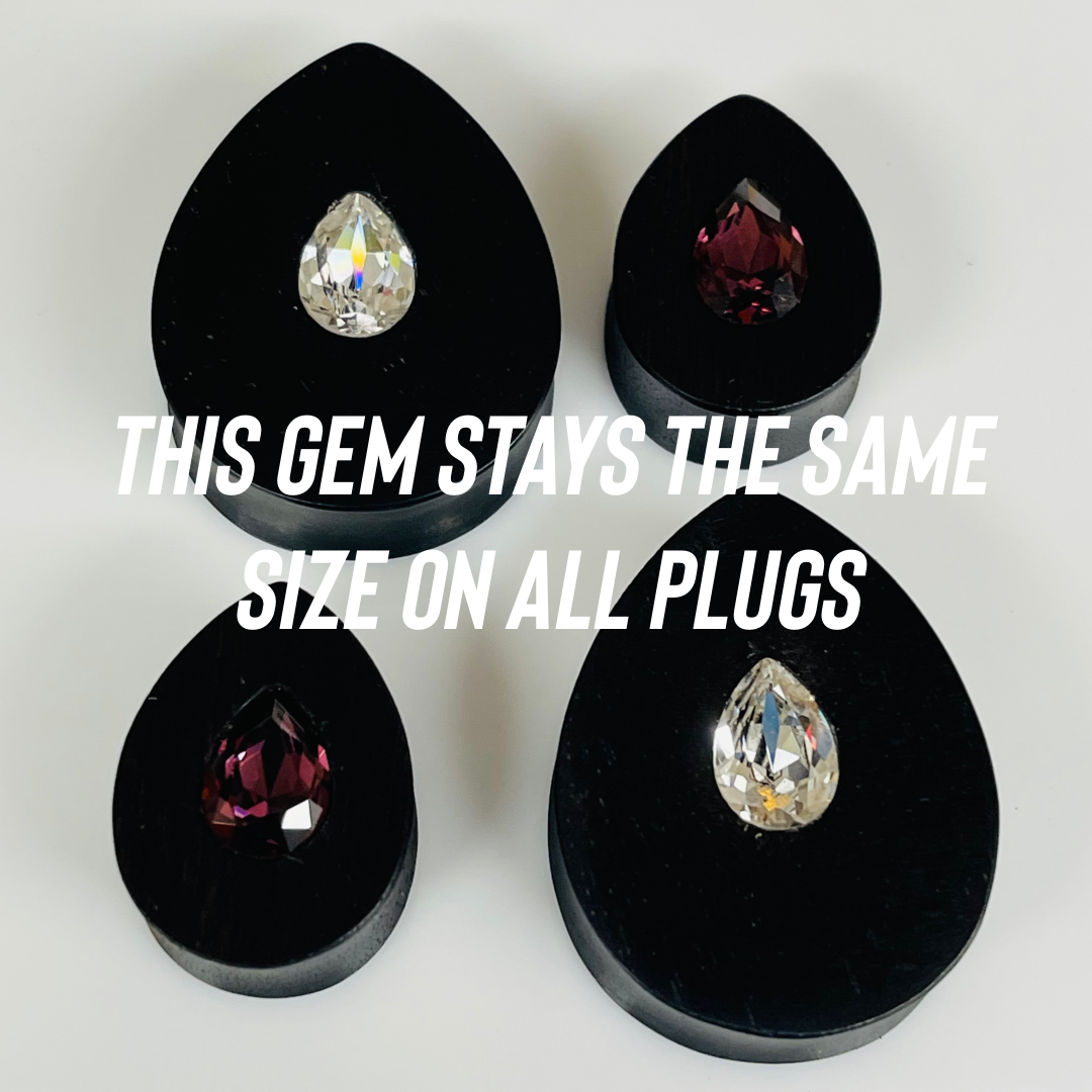 Ebony Small Swarovski Fuchsia Teardrop Plugs