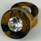 Black & White Ebony Swarovski Crystal Round Plugs