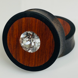 Ebony Bloodwood Swarovski Crystal Round Plugs