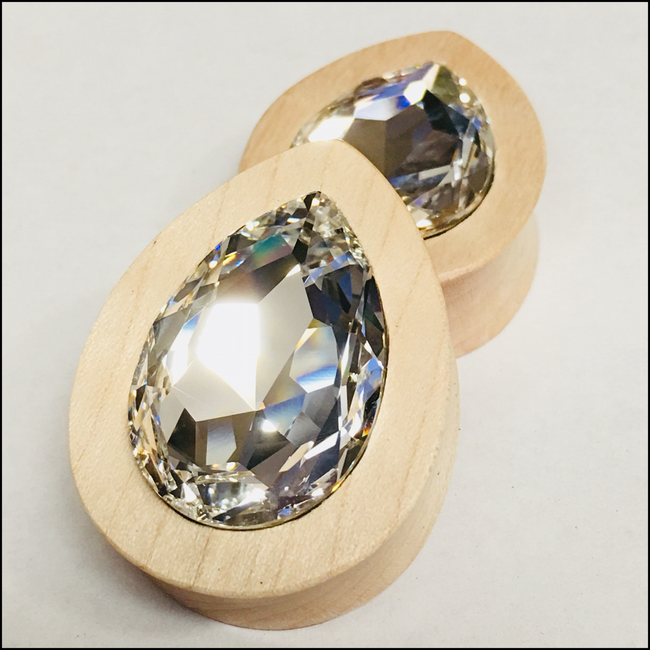 Maple Large Swarovski Crystal Teardrop Plugs