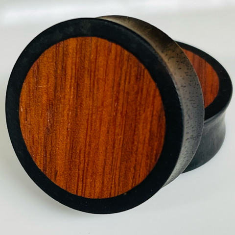 Osage Orange Black & White Ebony Solid Round Plugs