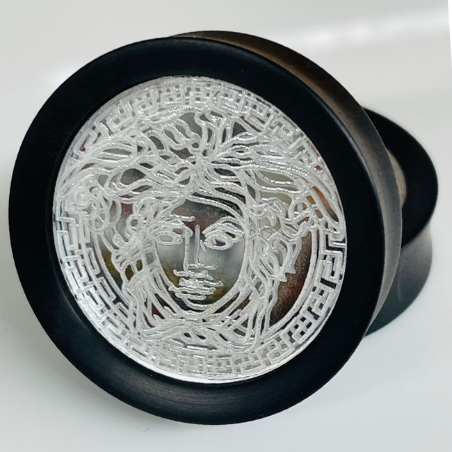 Ebony Silver Mirror Medusa Solid Round Plug