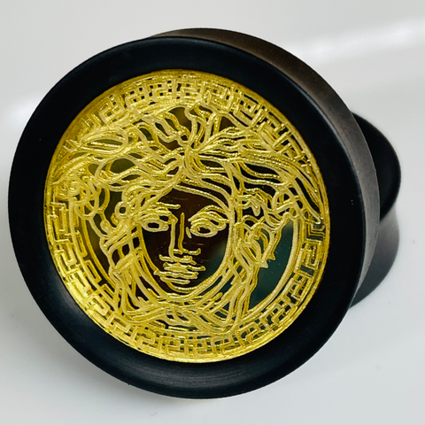 Ebony Gold Mirror Butterfly Solid Round Plug
